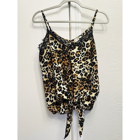 Blu Pepper Cheetah Tie Up Tank Top - Picture 1 of 4